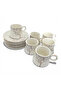 6-Person Turkish Coffee Cup Set |   White Patterned |   Gold Detailed Porcelain - 3