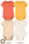 100% Organic Cotton Snap Fastener Short-Sleeved Baby Bodysuit 4-Pack