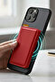 Magsafe Compatible Leather Card Holder Wallet - Premium Series - with Stand Feature and Card Compartment - Red - 3