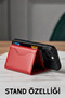 Magsafe Compatible Leather Card Holder Wallet - Premium Series - with Stand Feature and Card Compartment - Red - 5