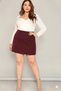 Women's Plus Size Single Slit Side Zipper Woven High Waist Stretchy Short Skirt with Shorts Inside - 4