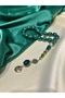 Dark Green Crimped Amber Rosary - 3