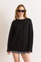 Women's Black Hair Braided Knitwear Sweater Kzk-19001130 - 2