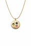 Women's - Gold Plated Medallion Necklace with Star & Heart Figures - Colorful Stone Detail - Tarnish-Free Steel