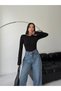 Women's 2-Piece Basic Black Beige Bodysuit with Finger Loops and Cotton Finger Detail Blouse - 3