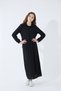 Black Wrinkled Fabric Lace-Up Sweater Girl's Long Dress Set 23518 - 3