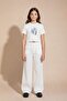 Ecru Button Detailed Linen Shirt and Trousers Girl's 3-Piece Set 23496 - 4