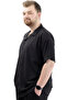 Large Size Men's Black Shirt - Apas Collar, JACQUARD U24380 - 3