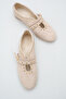 Women's Double Strap Studded Casual Ballet Flats Tan Suede - 3