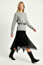 Lace Detailed Asymmetrical Midi Skirt Lmc0087 Black