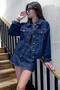 Color Stitched Short Denim Jacket - Navy Blue Navy Blue - 3