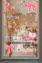Pink Heart Balloon Romantic Sticker Set - Glass Store Showcase Wall Decoration Set