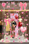 Pink Heart Balloon Romantic Sticker Set - Glass Store Showcase Wall Decoration Set - 2