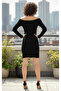Madonna Collar Stylish Mini Black Dress - 5