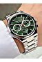 Men's Wristwatch with Function Silver-Green Color Steel Band Frc2036Mr