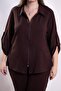 Plus Size Women's Zip Detail 2-Piece Set Brown - 8
