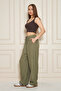 Women's Trend High Waist Elastic Khaki Loose Trousers - 2