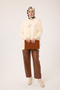 44210 - Stylish Comfortable Mercerized Embroidery Detailed Women's Long Flowy Slim Knit Sweater - 6