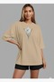 Women's Zippered Cat Printed Oversized T-Shirt Loose Fit - 4