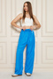 Women's Trend High Waist Elastic Blue Loose Pants - 6