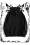 Gothic Design Oversize Zippered Black Unisex Hooded Cardigan - 2
