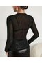 Women's Sheer Tulle Silver Glitter-Detail Round Neck Long Sleeve - 4