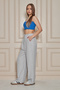 Women's Trend High Waist Elastic Gray Loose Pants - 3
