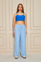 Women's Trend High Waist Elastic B.Blue Loose Trousers - 6