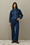 Denim Jacket with Pockets Dark Blue - 2