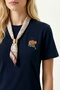 Embroidered Scarf Knitted T-Shirt Lmc0085 Dark Blue - 4