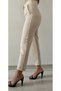 Women's High Waist Flexible Ankle-Length Fabric Pants - 3