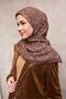 Viscose Velora Scarf Brown Burgundy Toned Labyrinth Patterned Tok Duruşlu 90X90 - 2