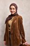 Viskose Velora Scarf Bitter Brown Tone Baroque Floral Patterned Tok Duruşlu 90X90 - 3