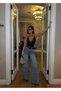 High Waist Stone Detail Wide Leg Jean Pants - 6