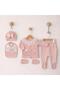 Seasonal 100% Cotton 5-Piece Bowknot Scalloped Newborn Baby Girl Hospital Discharge Bodysuit Set Boxed - 8