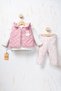 Rocha Baby Girl Pink Rabbit Figured 3-Piece Set - Quilted with Ears Vest Set and Cotton Set - 3
