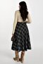 Anthracite Leather Belted Maxi Length Patterned Bell Skirt Alc-X15058 - 4