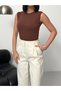 Women's 2 Coffee 2 Coffee Crew Neck Cotton Sleeveless Bodysuit Zero Sleeve Bodysuit Cotton T-Shirt Beige Crew Neck - 5