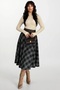Anthracite Leather Belted Maxi Length Patterned Bell Skirt Alc-X15058 - 2