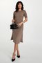 Mink Stitching Detailed Belt Buckle Short Sleeve Midi Dress Alc-X15057