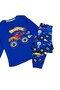 Boy's 100% Cotton Fabric Blue Color Car Cip Car Patterned Long Sleeve Winter Pajama Set - 3