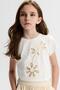 Girl's Simay T-Shirt 8-14 Years Old Ecru-Mink