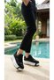 Women's White and Black 6 cm Thick Soled Sneaker Sports Shoes Daily Walking Lace-Up Sports Shoes