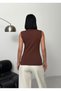 Women's Cotton 2-Pack Black, Brown Crew Neck Sleeveless Bodysuit Zero Sleeve Bodysuit Cotton T-Shirt Zero Neck - 7