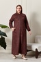 Women's Large Size Hijab Suede Cap Top Coat with Neck and Zipper Long Hijab Suede Top Coat - 6