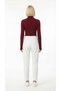 Women's Burgundy Finger Detail Semi-Turtleneck Bodysuit - 5