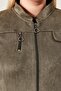 Women's Large Size Hijab Suede Cap Top Coat with Neck and Zipper Long Hijab Suede Top Coat - 3