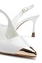 Women's White Patent Leather Gold Toe Detailed Special Design Thin Heeled Shoes - 4