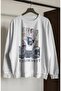 Unisex Oversized Taylor Swift Illustrated Eras Tour Printed Crew Neck Hoodless Sweatshirt