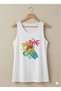 Palmiye Surf Printed Women's White Off-The-Shoulder Strap Summer Cotton T-Shirt - 2